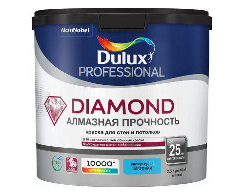 Dulux Diamond Matt / Дюлакс Даймонд Мат матовая износостойкая краска для стен и потолков 2.25л