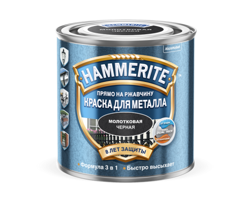HAMMERITE / ХАММЕРАЙТ краска для металла с молотковым эффектом прямо на ржавчину черный 0,75 л