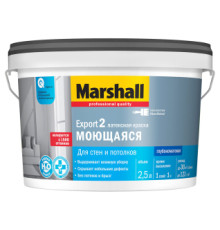 MARSHALL EXPORT 2 МОЮЩАЯСЯ краска латексная, для стен и потолков, глубокоматовая, база BW (2,5л)