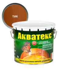 Акватекс 2 в 1 грунт-антисептик алкидный полуматовый лессирующий, тик (3л)