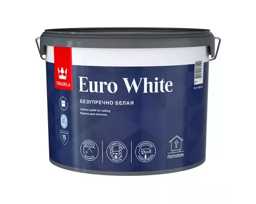 TIKKURILA EURO WHITE Безупречный потолок, краска для потолка, глубокоматовая, белая