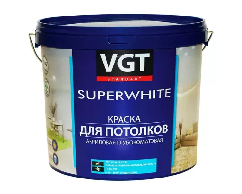 VGT Superwhite / ВГТ ВД-АК-2180 краска для потолка супербелый  15 кг