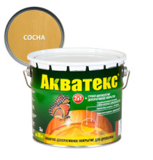 Акватекс 2 в 1 грунт-антисептик алкидный полуматовый лессирующий, сосна (3л)