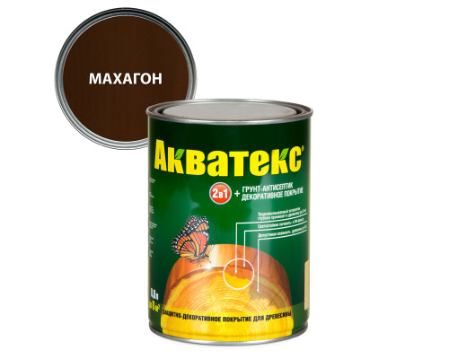 Акватекс 2 в 1 грунт-антисептик алкидный полуматовый лессирующий, махагон (0,8л)
